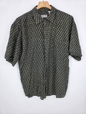 Porcini Silk Short Sleeve Shirt - Size L Green\Black.